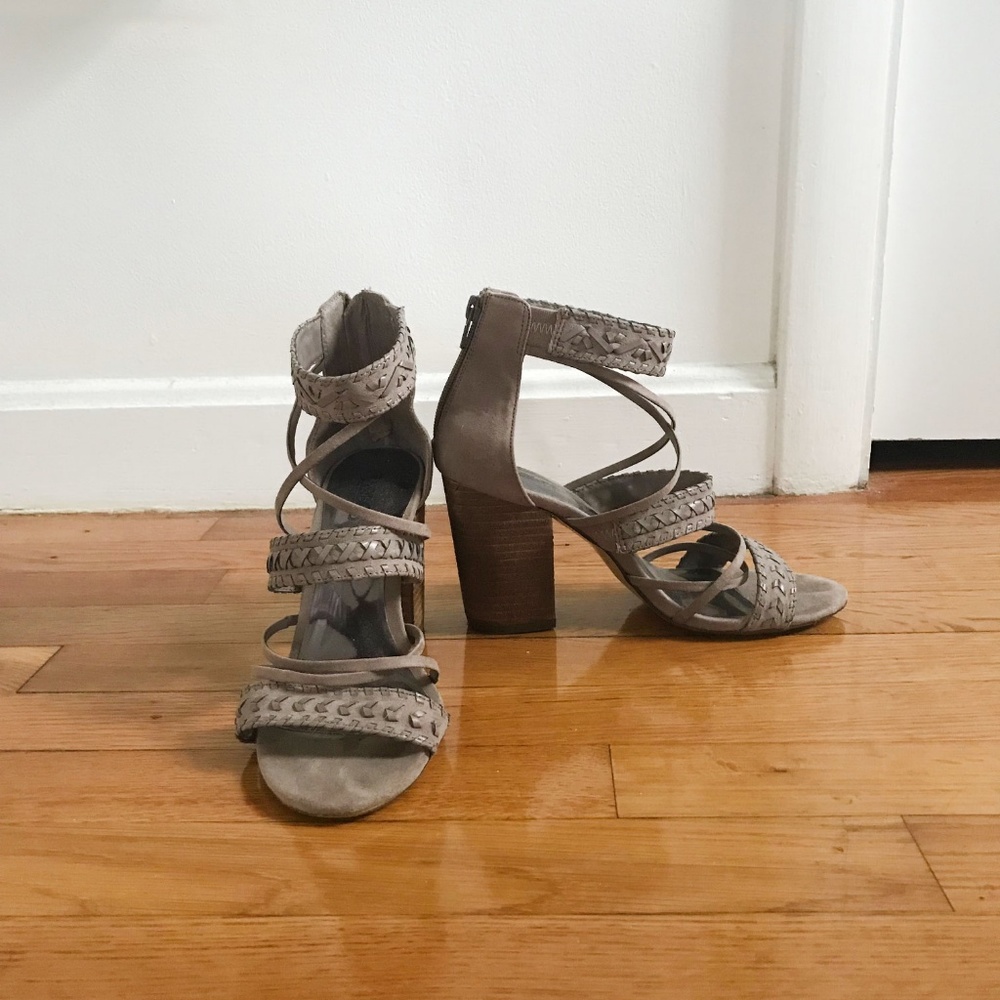 Taupe Suede Strappy Heels